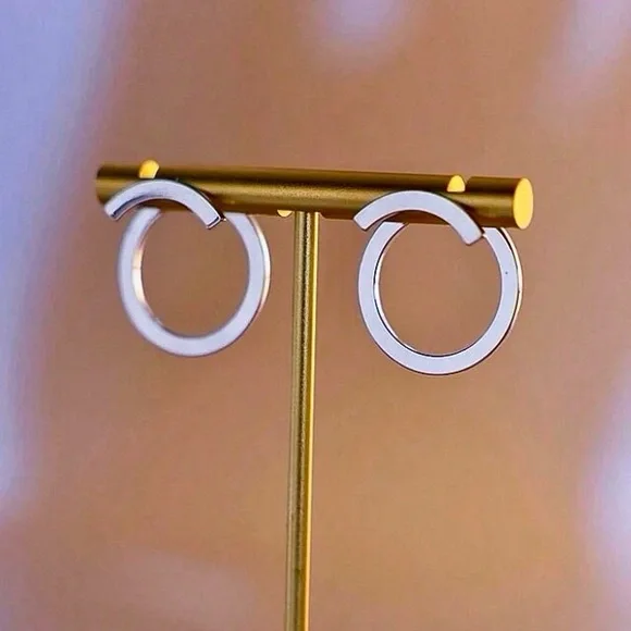 Any 4/$25! Curved Studs w/Circle Jacket Backs Earrings - Picture 2 of 6